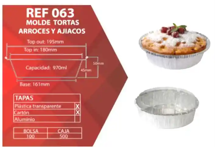 Molde Aluminio 063 X 6 Unds Con Tapa