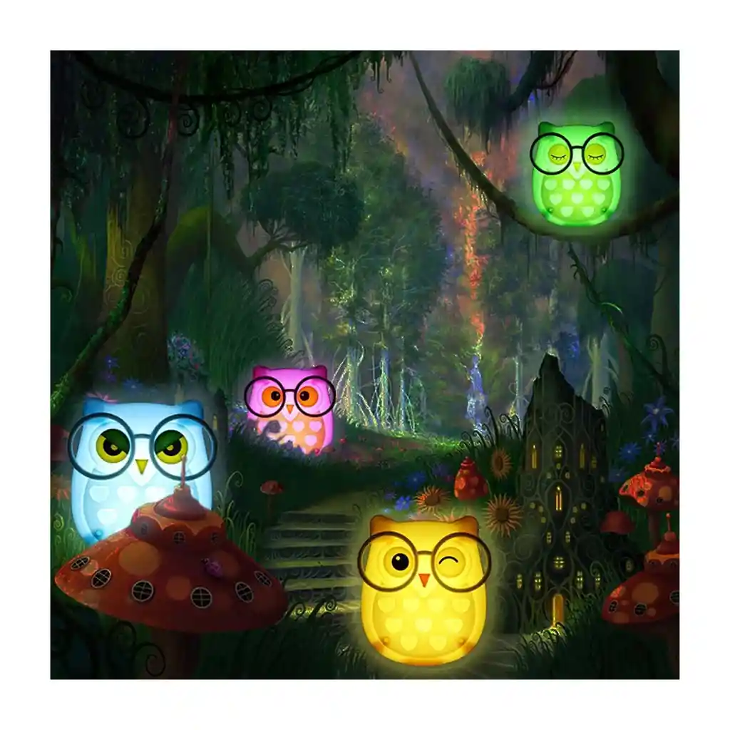 Lámpara Búho Infantil Luz Led Nocturna De Pared Decorativa