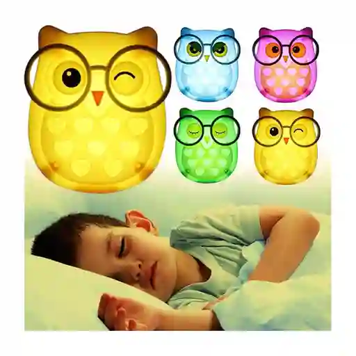 Lámpara Búho Infantil Luz Led Nocturna De Pared Decorativa