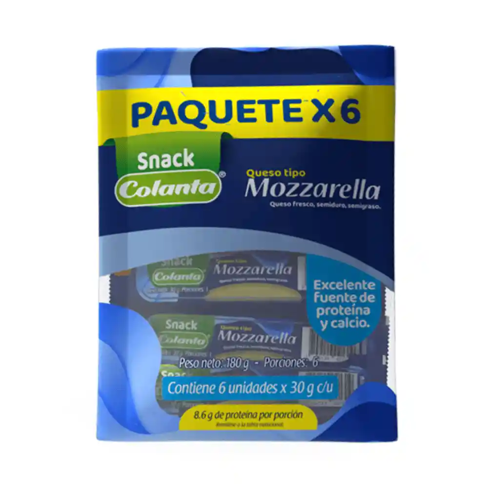 Snack Queso Mozzarella Colanta X 6 U X 180 G