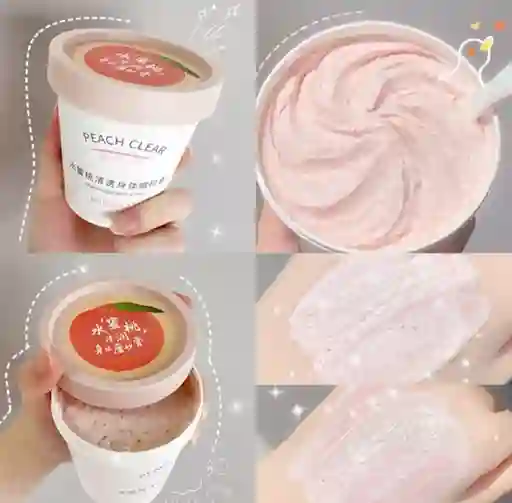 Exfoliante Frutal De Durazno Para Manos Y Cuerpo Presentación Tarro De Helado