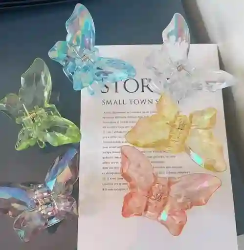 Pinza Caiman Para Cabello Tamaño Grande Diseño De Mariposa De Colores