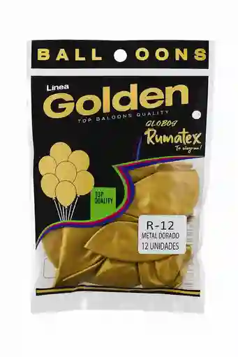 Paquete De Globos Línea Golden Tamaño R-12 Color Metal Dorado.