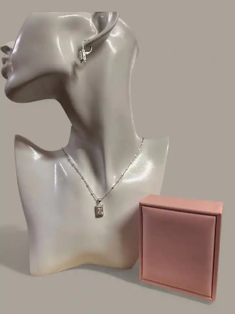 Trio Plata Ley 925 Rectangulos Brillantes Garantia Original + Estuche De Lujo