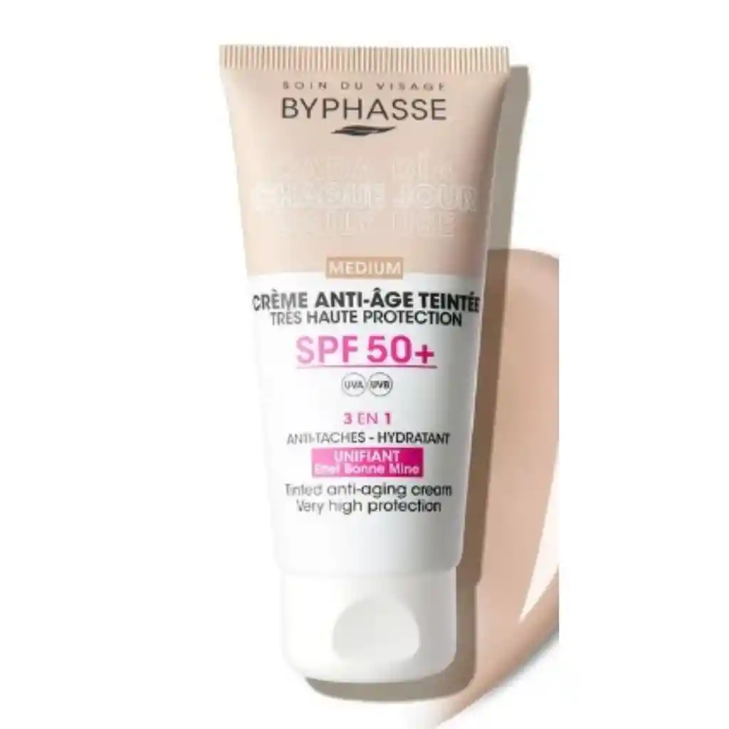 Byphasse Creme Anti Age Teintee Crema Facial Con Color Medium 3 En 1 Spf 5o