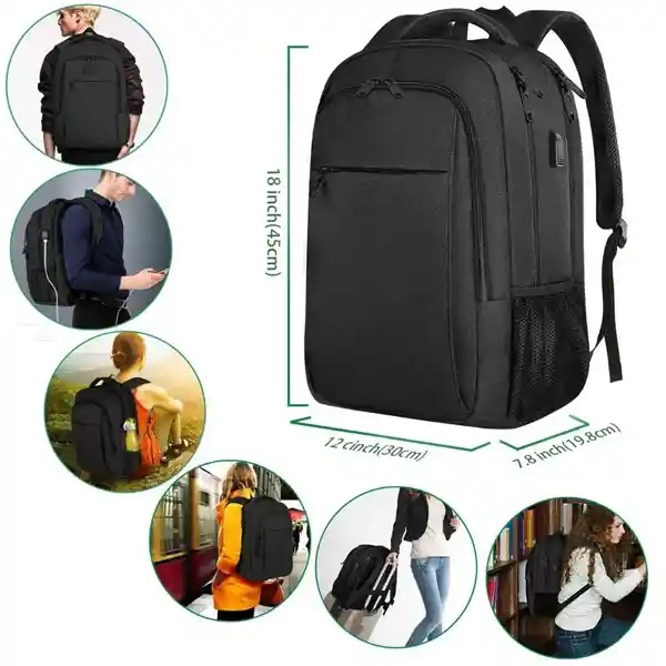 Bolso Morral Portatil Impermeable Unisex Usb 6 Bolsillos