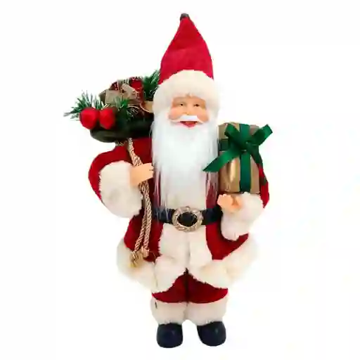 Santa De Pie Tradicional Con Ramo Expreesions Rojo 20x30cm