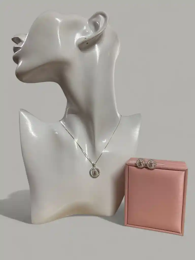 Trio Plata Ley 925 Virgen Con Pepitas Brillantes + Estuche De Lujo