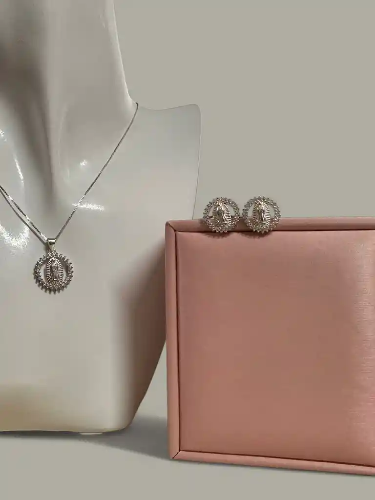 Trio Plata Ley 925 Virgen Con Pepitas Brillantes + Estuche De Lujo