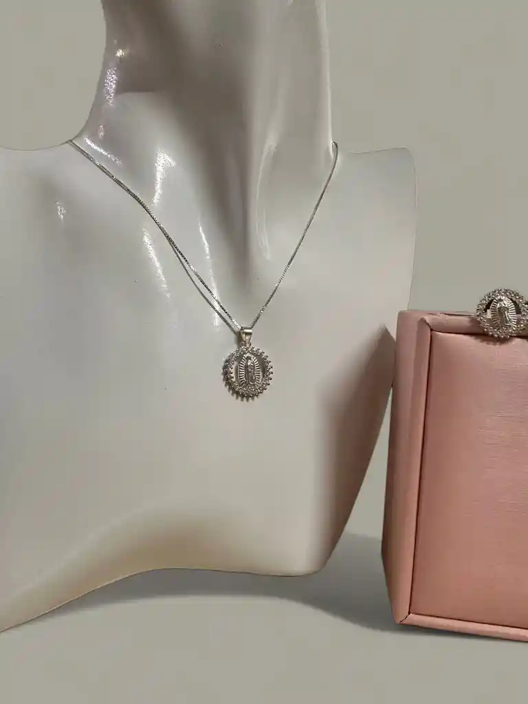 Trio Plata Ley 925 Virgen Con Pepitas Brillantes + Estuche De Lujo