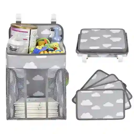 Organizador De Pañales Cuna De Bebes Corral Color Gris