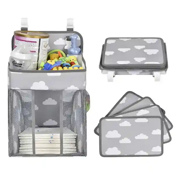 Organizador De Pañales Cuna De Bebes Corral Color Gris