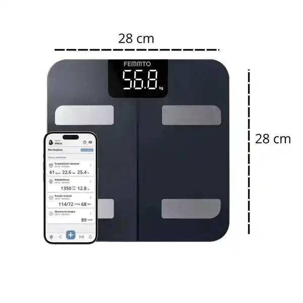 Báscula Personal Inteligente Bluetooth Digital Color Negro