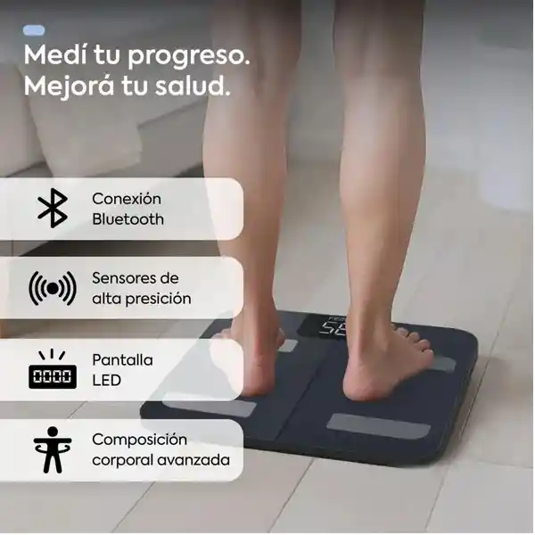Báscula Personal Inteligente Bluetooth Digital Color Negro