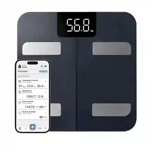 Báscula Personal Inteligente Bluetooth Digital Color Negro