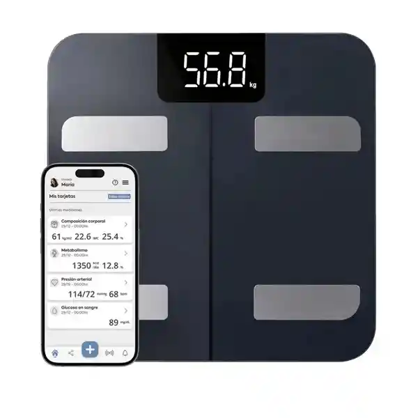 Báscula Personal Inteligente Bluetooth Digital Color Negro