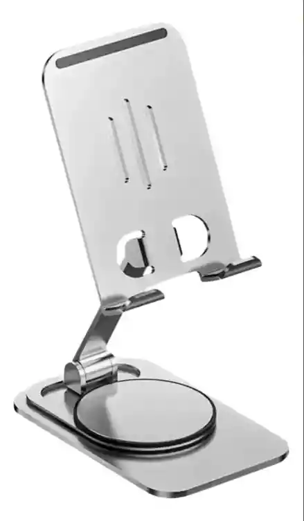 Soporte 360 Celular Plegable Aluminio Resistente Premium Plateado