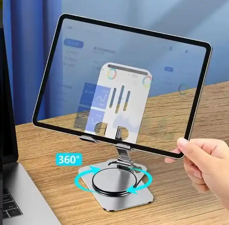 Soporte 360 Celular Plegable Aluminio Resistente Premium Plateado