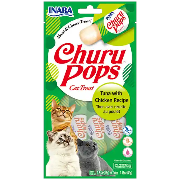 Churu Pops Tuna With Chicken Recipe / Bolsa X 4 Unidades X 15 Gr. (verde)
