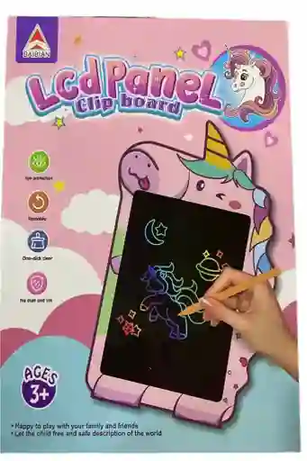 Tableta Escritura, Tablero Dibujo Electrónico Lcd Para Niña Dibujo Animado Unicornio