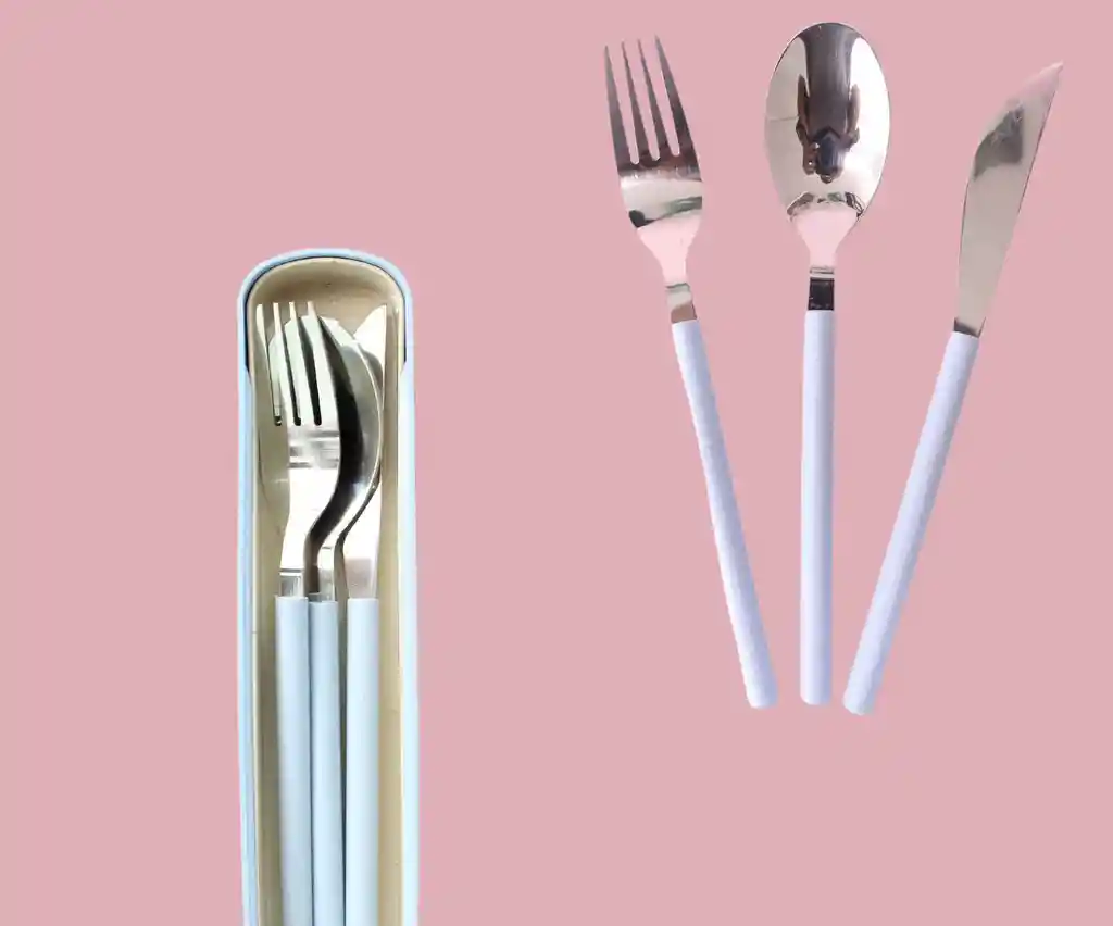 Set De Cuchara Tenedor Y Cuchillo Con Estuche Portátil