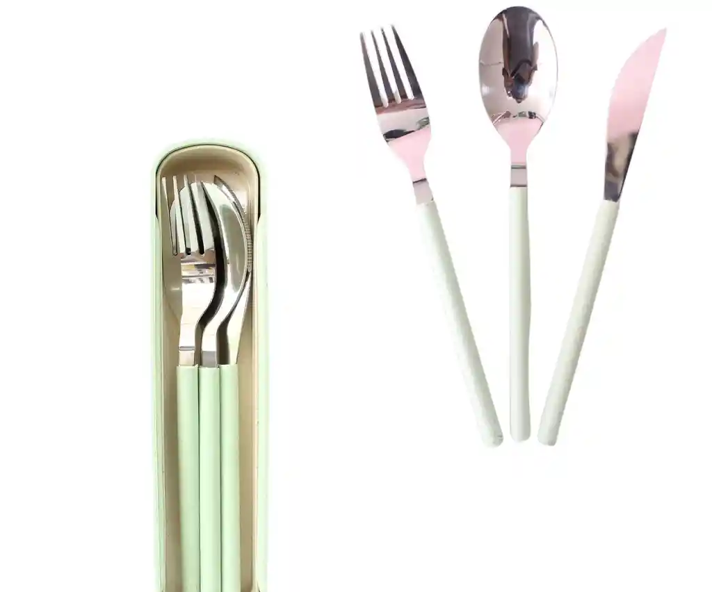 Set De Cuchara Tenedor Y Cuchillo Con Estuche Portátil