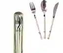 Set De Cuchara Tenedor Y Cuchillo Con Estuche Portátil