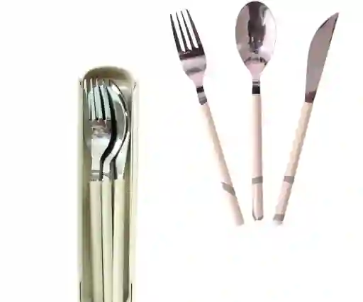 Set De Cuchara Tenedor Y Cuchillo Con Estuche Portátil