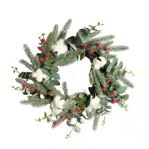 Corona 45cm Flores Algodón Moras Expressions Christmas