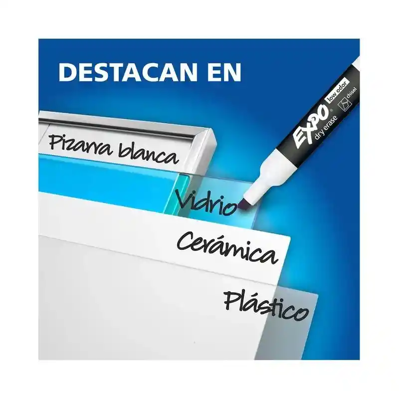 Marcador Borrable Expo Negro Punta Biselada – Pizarra Blanca / Uso Escolar Y Oficina