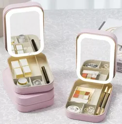 Joyero Cosmetiquero Organizador Luz Led Espejo Recargable