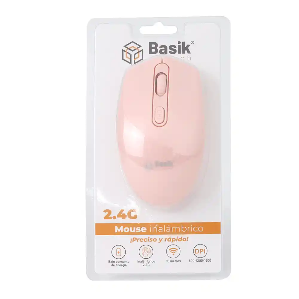 Mouse Inalambrico Basik Tech Rosa