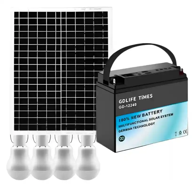 Bateria Recargable Portatil + Bombillos + Panel Solar Gd12240