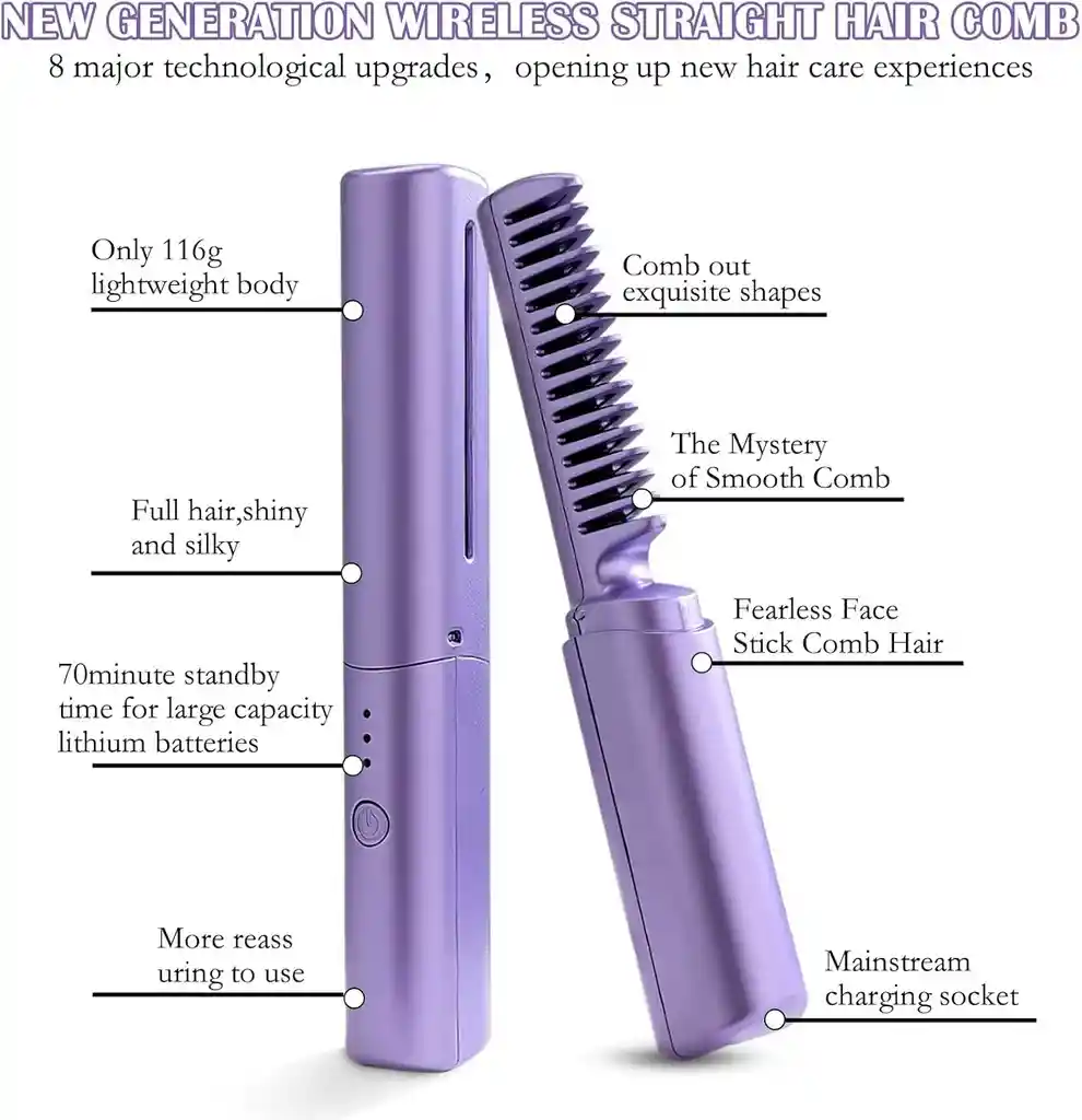 Plancha De Cabello Recargable Usb 2 En 1