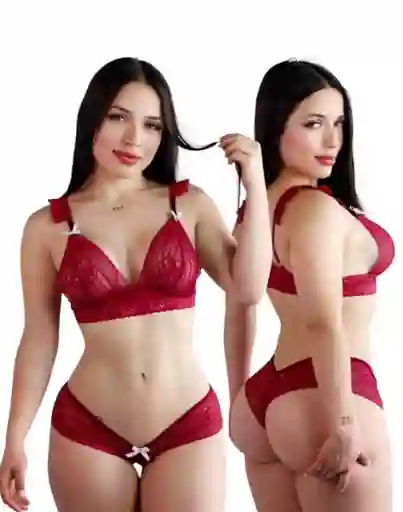 Lenceria Erotica De Encaje Color Vino Tinto Para Mujer Lc018