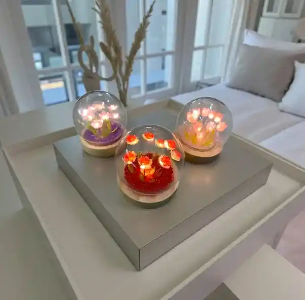 Lámpara De Mesa Tulipanes Artificial Con Interface Usb Decorativa