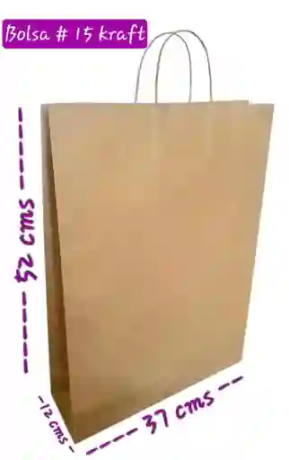 Bolsa Papel Kraft # 15 Con Manija (37x52x12 Cms De Base)