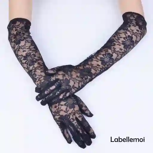 Guantes Largos De Encaje Floral Elegancia Vintage