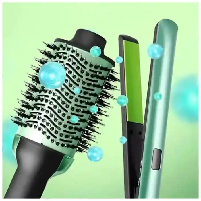 Combo Pro Nova Aguacate – Plancha Con Control Digital + Cepillo Secador De Doble Velocidad Pro-2501