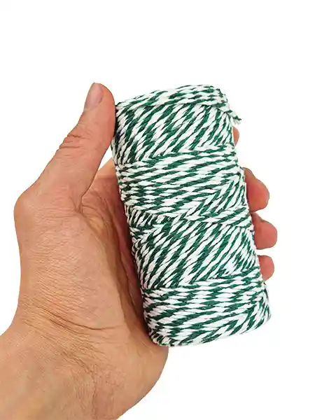 Hilo De Algodon Decorativo Blanco Y Verde 2mm X 100metros