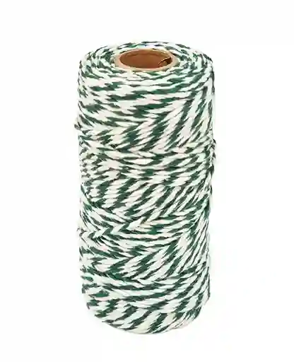 Hilo De Algodon Decorativo Blanco Y Verde 2mm X 100metros