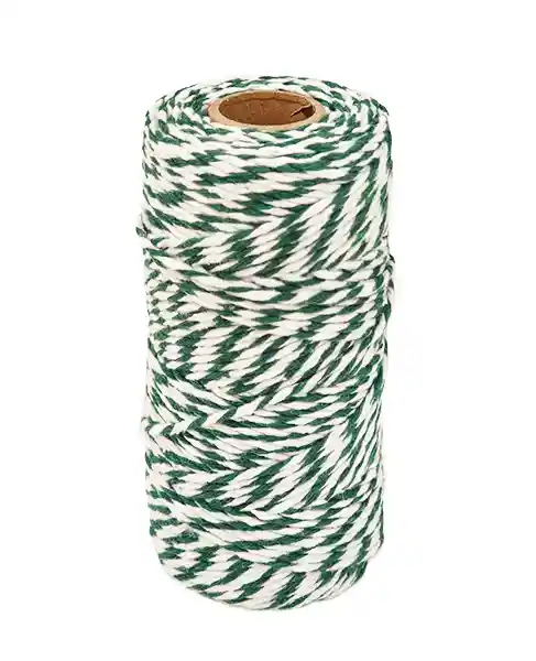 Hilo De Algodon Decorativo Blanco Y Verde 2mm X 100metros