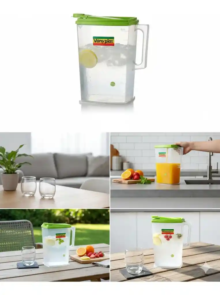 Jarra Plástica De 4 Litros Rectangular Libre De Bpa Vanyplas