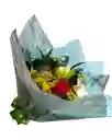 Bouquet De 6 Rosas De Colores Follajes