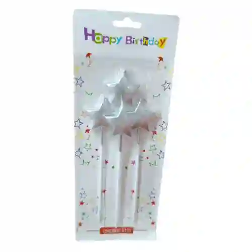 Vela Explendor Estrella Plateada X4und