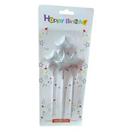 Vela Explendor Estrella Plateada X4und