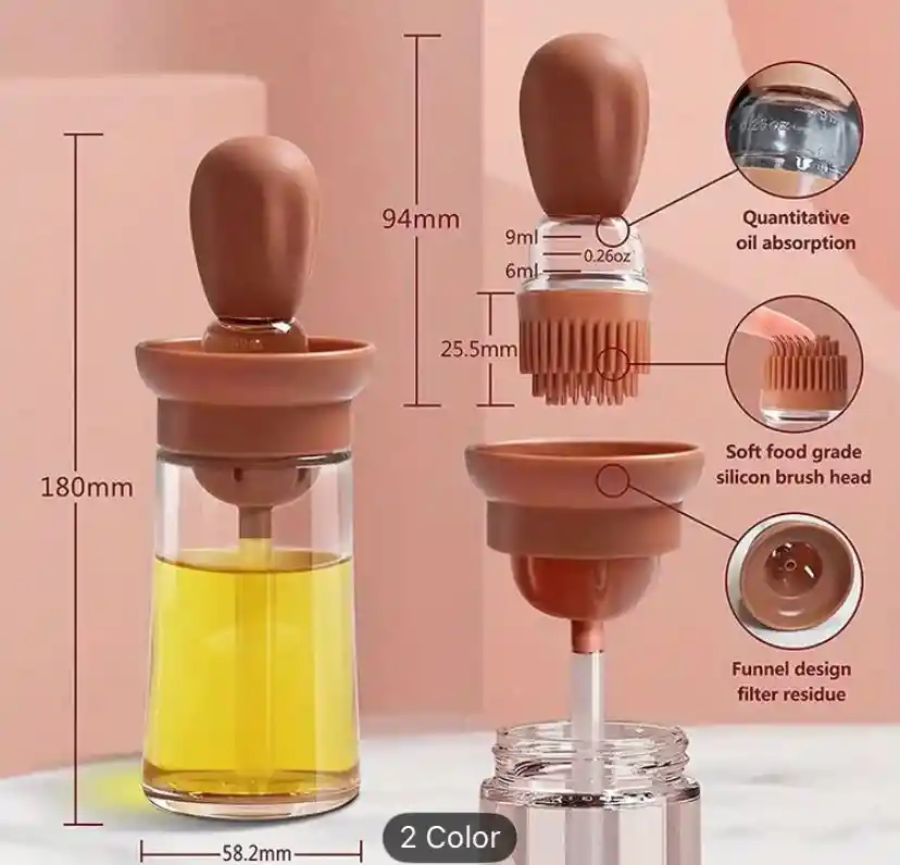 Dispensador De Aceite Miel Salsas Aderezos Con Brocha De Silicona