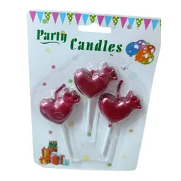Vela Espledor Corazon Con Corona Rojo X3und