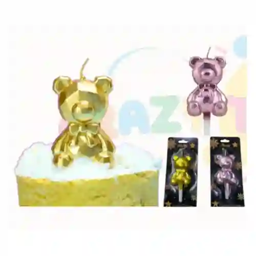 Vela Esplendor Osito 3d Dorado - Oro Rosa Unid