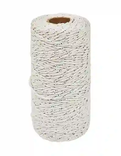 Hilo De Algodon Decorativo Blanco Y Plateado 1.5mm X 100metros